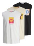 JACK & JONES Bluser & t-shirts 'MARBELLA'  beige / gul / sort / hvid