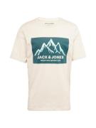 JACK & JONES Bluser & t-shirts 'JJMAPPED'  beige / lyseblå / smaragd