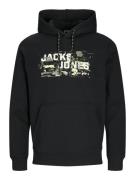 JACK & JONES Sweatshirt 'JCOOUTDOOR'  oliven / orange / sort / hvid