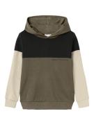 NAME IT Sweatshirt 'NONADE'  creme / oliven / sort