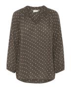 Kaffe Bluse 'Babett'  sepia / hvid