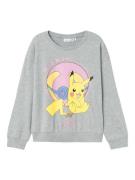 NAME IT Sweatshirt 'Jaxara Pokemon'  røgblå / gul / grå-meleret / lill...