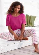 LASCANA Pyjamas 'Summer'  mørkegrøn / cyclam / mandarin / lys pink / h...