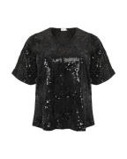 KAFFE CURVE Bluse 'nicoleen Sequin'  sort