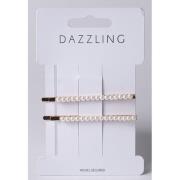 Dazzling 2-pack Barettes White Pearls 7 cm