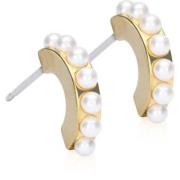 Blomdahl Golden Titanium Pendant Pearl Curved 10 mm, White