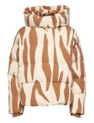 Patricia Faux Leather Puffer With Hood Jakke Brown