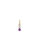 Pearl Stick Charm 4Mm Gold Plated Design Letters Purple
