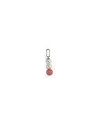 Pearl Stick Charm 4Mm Silver Design Letters Red