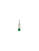 Pearl Stick Charm 4Mm Silver Design Letters Green