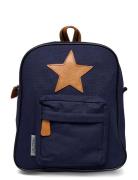 Back Pack, Navy With Leather Star Smallstuff Blue