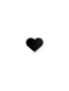 Enamel Heart Charm, Silver Design Letters Black