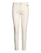 Stretch Trousers With Zip Detail Esprit Casual Cream