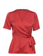 Slkarven Wrap Blouse Ss Soaked In Luxury Red