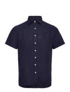 Linen Shirt Short Sleeve Sebago Navy