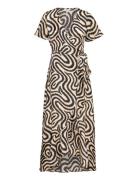 Objgreen Papaya S/S Wrap Long Dress A Object Patterned