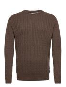 O-Neck Cable Knit Lindbergh Brown