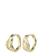 Pia Organic Shape Crystal Hoop Earrings Gold-Plated Pilgrim Gold