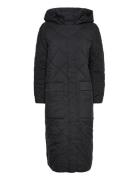 Long Quilted Coat With Hood Esprit Casual Black