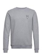 Small Owl Chest Print Sweat - Gots/ Knowledge Cotton Apparel Grey