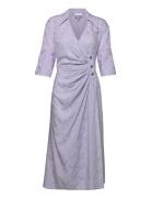 Viscose Jacquard Wrap Dress Ganni Purple