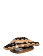 Lambswool Crochet Beret - Striped Ganni Patterned