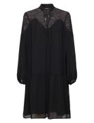 Chiffon Mini Dress With Lace Esprit Collection Black