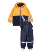 Rain Set Pu W. Fleece Lining Color Kids Blue