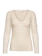 Vichikka Lace V-Neck L/S Top - Noos Vila Cream