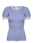 Organic T-Shirt W/ Lace Rosemunde Blue