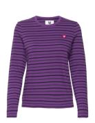 Moa Stripe Long Sleeve Gots Double A By Wood Wood Purple