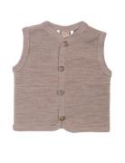 Vest, Merino Wool W. Buttons, Powder Smallstuff Brown