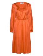 Vipetia L/S V-Neck Mid Calf Dress/Dc Vila Orange