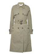 Double-Breasted Trench Coat With Belt Esprit Casual Green