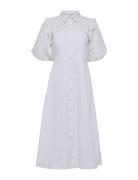 Slfviolette 2/4 Ankle Broderi Dress B Selected Femme White