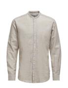 Onscaiden Ls Solid Linen Mao Shirt Noos ONLY & SONS Grey
