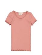Rib T-Shirt Lace Ss Wheat Pink