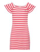 Off Shoulder Stripe Dress S/S Tommy Hilfiger Pink