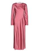 Side-Slit Satin Dress Mango Pink