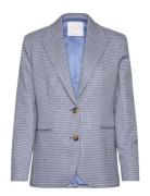 Houndstooth Wool-Blend Blazer Mango Blue