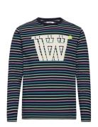 Mel Stripe Long Sleeve Double A By Wood Wood Navy