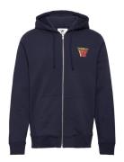 Zan Stacked Logo Zip Hoodie Double A By Wood Wood Navy