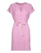 Made Of Tencel™: Tunic Dress With A Belt Esprit Casual Pink