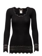 Silk T-Shirt W/ Lace Rosemunde Black