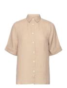 Reign Linen Short Sleeve Shirt Lexington Clothing Beige