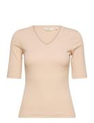 Ludmilla Ss Tee Gots Basic Apparel Beige