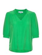 Ayame V-Neck Short Sleeve Blouse Minus Green