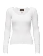 Rwbenita Ls O-Neck Lace T-Shirt Rosemunde White