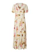 Slfliva-Lida Ss Midi Dress Ex Selected Femme Beige