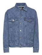 Diagonal Aop Denim Jacket Karl Lagerfeld Blue